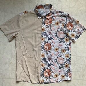 Floral print unisex button up